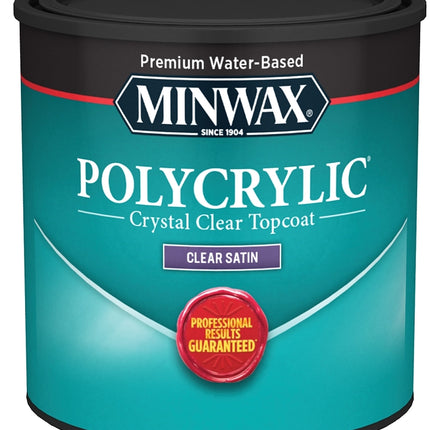 Minwax Polycrylic 233334444 Waterbased Polyurethane, Liquid, Crystal Clear, 0.5 pt, Can :1/2PT: QUANTITY: 1