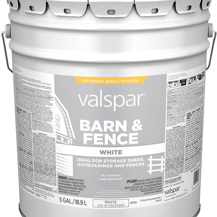 Valspar 018.3145-75.008 Barn and Fence Paint, White, 5 gal Pail :PAIL: QUANTITY: 1