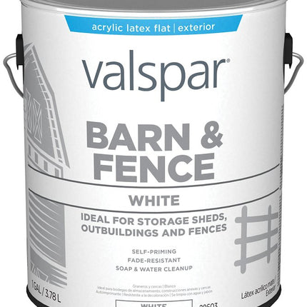 Valspar 018.3121-70.007 Barn and Fence Paint, White, 1 gal :GAL: QUANTITY: 4