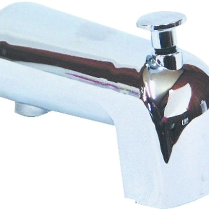 US Hardware P-520C Bathtub Spout with Diverter, 1/2 in Connection, FNPT, Plastic, Chrome Plated :CD: QUANTITY: 1