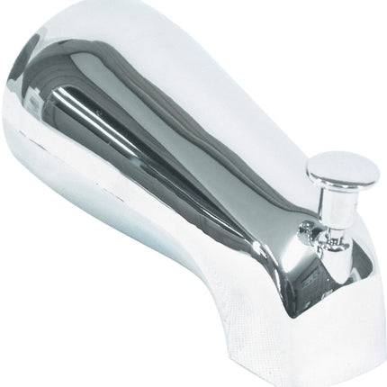 US Hardware P-526C Bathtub Spout with Diverter, 1/2 in Connection, NPT, Plastic, Chrome Plated :CD: QUANTITY: 1