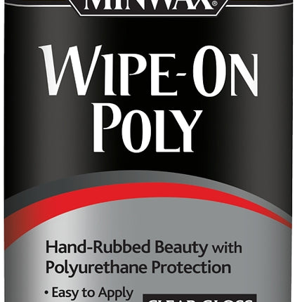 Minwax 40900000 Wipe-On Polyurethane, Gloss, Liquid, Clear, 1 pt, Can :PINT: QUANTITY: 1