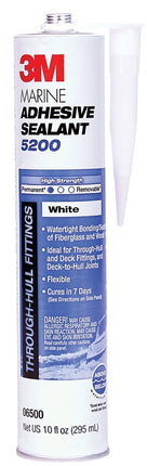 3M 6500 Marine Adhesive Sealant, White, 5 days Curing, 40 to 100 deg F, 10 oz Cartridge :EA: QUANTITY: 1