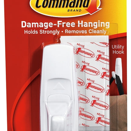 Command 17003 Utility Hook, 7/8 in Opening, 5 lb, 1-Hook, Plastic, White :CD 1: QUANTITY: 1