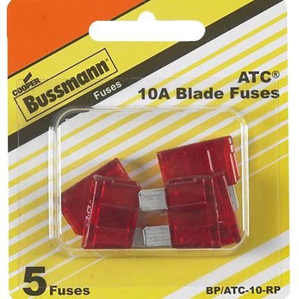 Bussmann BP/ATC-10-RP Automotive Fuse, Blade Fuse, 32 VDC, 10 A, 1 kA Interrupt :CD  5: QUANTITY: 1