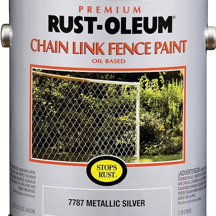 RUST-OLEUM STOPS RUST 7787402 Chain Link Fence Paint, Metallic Silver, 1 gal :GAL: QUANTITY: 1