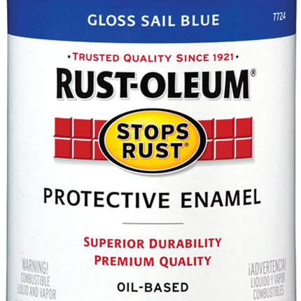 RUST-OLEUM STOPS RUST 7724502 Protective Enamel, Gloss, Sail Blue, 1 qt Can :QUART: QUANTITY: 1