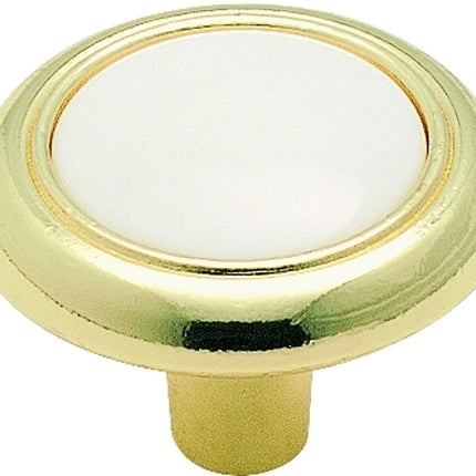 Amerock 244WPB Cabinet Knob, 15/16 in Projection, Plastic/Zinc, Polished Brass :EA: QUANTITY: 1