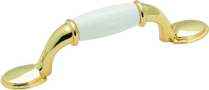 Amerock 245WPB Cabinet Pull, 5-1/16 in L Handle, 1-5/16 in Projection, Plastic/Zinc, Polished Brass :EA: QUANTITY: 1