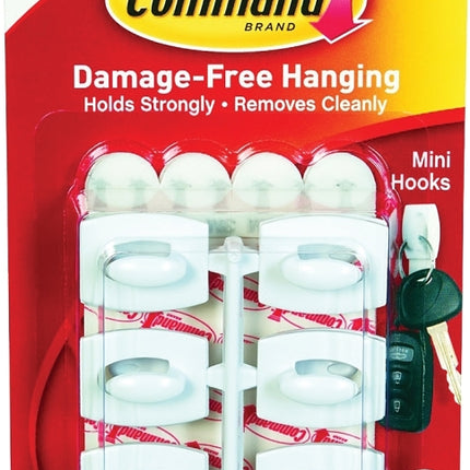 Command 17006-VP Adhesive Hook, 0.5 lb, 18-Hook, Plastic, White :CD 18: QUANTITY: 1