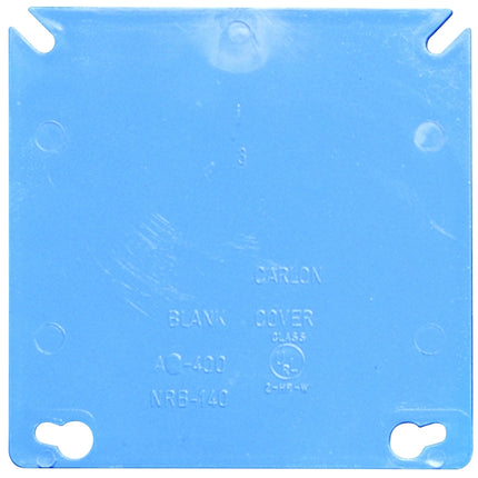 Carlon A400R-CAR Electrical Box Cover, 4 in L, 4 in W, Square, PVC, Blue :EA: QUANTITY: 1