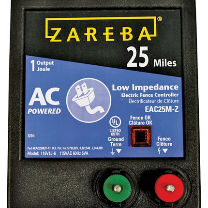 Zareba EAC25M-Z Electric Fence Charger, 1 J Output Energy, 115 V :EA: QUANTITY: 1