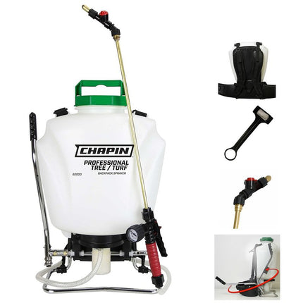 Chapin 62000 Backpack Sprayer, 4 gal Tank, Polypropylene Tank, 25 ft Horizontal, 23 ft Vertical Spray Range :EA: QUANTITY: 1