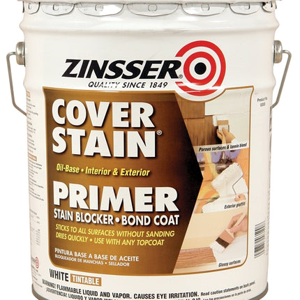 Zinsser 03500 Primer, Flat/Matte, White, 5 gal :PAIL: QUANTITY: 1