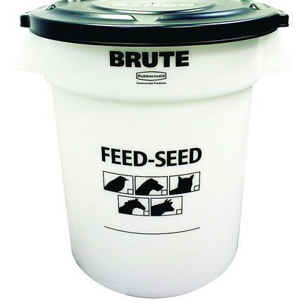 Brute 1868861 Feed-Seed Container with Lid, Plastic, White :EA: QUANTITY: 1