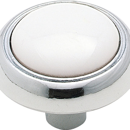 Amerock 262WCH Cabinet Knob, 15/16 in Projection, Ceramic/Zinc, Polished Chrome :EA: QUANTITY: 1