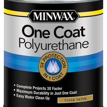 Minwax 356050000 Polyurethane, Satin, Liquid, Clear, 1 qt :QUART: QUANTITY: 1