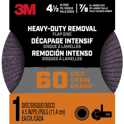 3M Hookit 27421-60 Flap Grinding Disc, 4-1/2 in Dia, 60 Grit, 8-Hole :EA: QUANTITY: 1