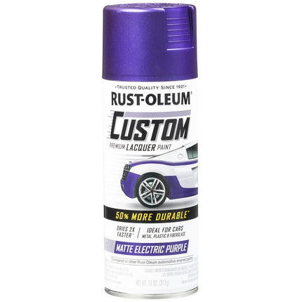 Rust-Oleum 340567 Premium Custom Lacquer Paint, Matte, Electric Purple, 11 oz, Aerosol Can :CAN: QUANTITY: 1