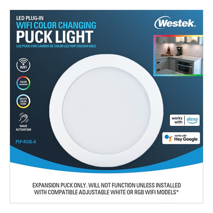 Westek PIP-RGB-A WiFi Motion and RF Remote Controlled Puck Light, 120 V, 3.5 W, 3-Lamp, LED Lamp, 300 Lumens :CD: QUANTITY: 1