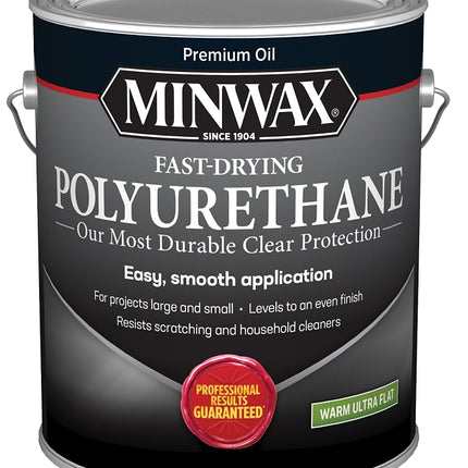 Minwax Fast-Drying 319030000 Polyurethane Wood Finish, Warm Ultra-Flat, Liquid, Clear, 1 gal :GAL: QUANTITY: 2