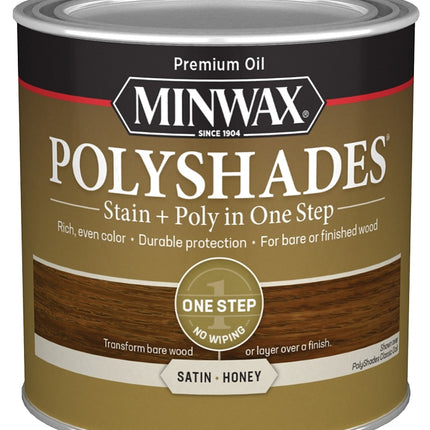 Minwax 213964444 Waterbased Polyurethane Stain, Satin, Liquid, Honey, 0.5 pt :1/2PT: QUANTITY: 4