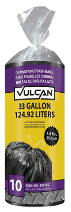 Vulcan FG-O3812-02 Trash Bag, 33 gal, Black :PK 10: QUANTITY: 1