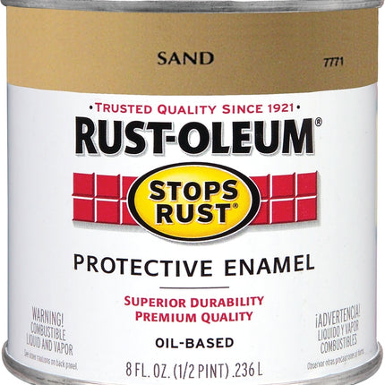 RUST-OLEUM STOPS RUST 7771730 Protective Enamel, Gloss, Sand, 0.5 pt Can :1/2PT: QUANTITY: 1