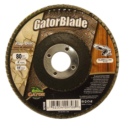 GatorBlade 9708 Flap Disc, 4 in Dia, 5/8 in Arbor, 80 Grit, Zirconium Oxide Abrasive :EA: QUANTITY: 1