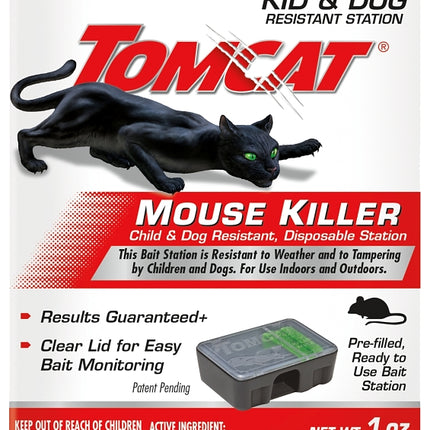 Tomcat 0370610 Disposable Mouse Bait Station, 2 oz Bait, 1 -Opening, Plastic, Black/Clear :EA: QUANTITY: 1