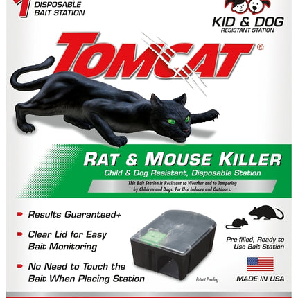 Tomcat 0370510 Disposable Rat and Mouse Killer, 4 oz Bait, 1 -Opening, Plastic, Black/Clear :EA: QUANTITY: 1