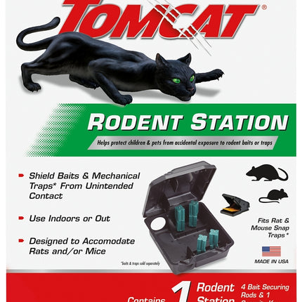 Tomcat 0363410 Rodent Station, 9.88 in L, 8.5 in W, 4-1/2 in H, Plastic, Black :EA: QUANTITY: 1