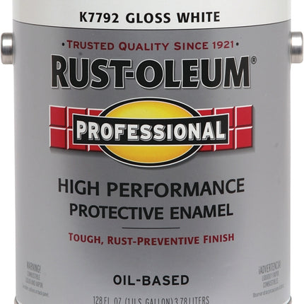 RUST-OLEUM PROFESSIONAL K7792402 Protective Enamel, Gloss, White, 1 gal Can :GAL: QUANTITY: 2