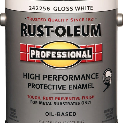 RUST-OLEUM PROFESSIONAL 242256 Protective Enamel, Gloss, White, 1 gal Can :GAL: QUANTITY: 2