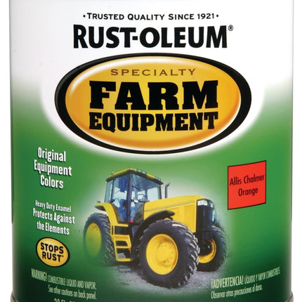 RUST-OLEUM SPECIALTY 7458502 Farm Equipment Enamel, Allis Chalmers Orange, 1 qt Can :QUART: QUANTITY: 1