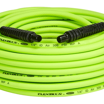 Flexzilla HFZ14100YW2 Premium Air Hose, 1/4 in ID, 100 ft L, MNPT, 300 psi Pressure, Polymer, Green :EA: QUANTITY: 1