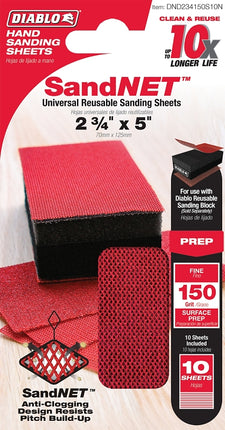 Diablo DND234150S10N Hand Sander Refill Sheet, 2-3/4 in L, 5 in W, 150 Grit, Ceramic Abrasive :CD10: QUANTITY: 1