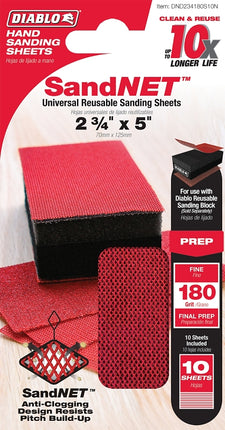 Diablo DND234180S10N Hand Sander Refill Sheet, 2-3/4 in L, 5 in W, 180 Grit, Ceramic Abrasive :CD10: QUANTITY: 1