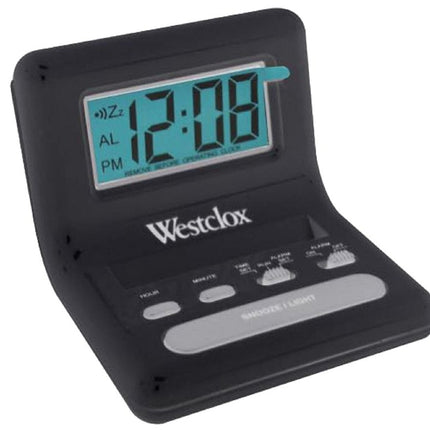 Westclox 47538A Alarm Clock, AAA Battery, LCD Display, Plastic Case, Black Case :EA: QUANTITY: 1