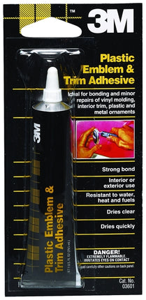 3M 03601 Emblem and Trim Adhesive, Liquid, Ketone, Clear, 1 oz Tube :CD: QUANTITY: 1