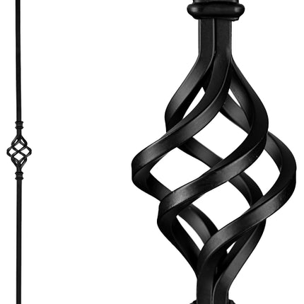 Nuvo Iron SQI1B Single Basket Stair Baluster, 44 in H, 1/2 in W, Square, Steel, Black, Powder-Coated/Semi-Matte :EA: QUANTITY: 1