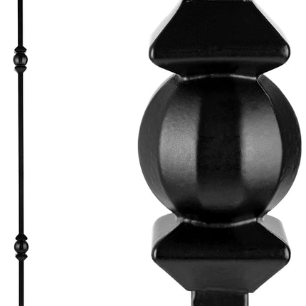 Nuvo Iron SQI2BS Double Ball and Sphere Stair Baluster, 44 in H, 1/2 in W, Square, Steel, Black :EA: QUANTITY: 1