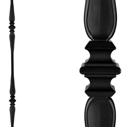 Nuvo Iron SQI2CS Double Collar and Spoon Stair Baluster, 44 in H, 1/2 in W, Square, Steel, Black :EA: QUANTITY: 1