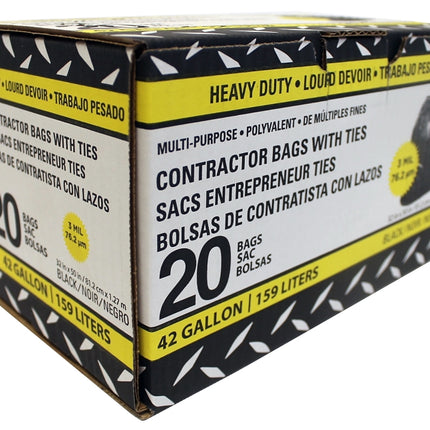 Petoskey Plastics FG-P9934-01A Contractor Bag, 42 gal, Black :BX 20: QUANTITY: 1