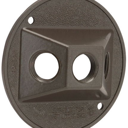 Hubbell 5197-2 Cluster Cover, 4-1/8 in Dia, 4-1/8 in W, Round, Metal, Bronze, Powder-Coated :EA: QUANTITY: 1