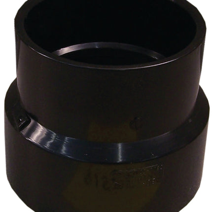 Canplas 103036BC Sewer Pipe Adapter Coupling, 4 x 3 in, Hub, ABS, Black, 40 Schedule